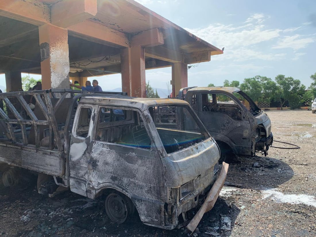 کارگەی غازی قەڵادزێ ئاگریگرت و دوو کارمەند بریندار بوون