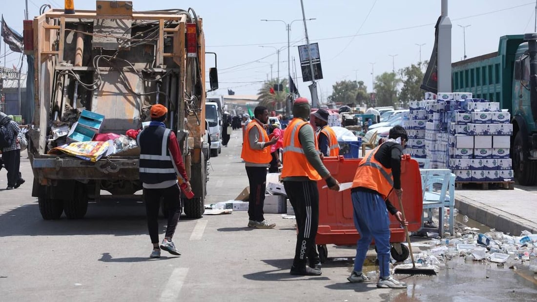 النجف تعلن نجاح الخطة الخدمية للزيارة الأربعينية بعد رفع 50 ألف طن من النفايات