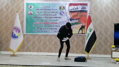 تكريماً لتشرين وغزة.. مسرح كربلائي صامت وأفلام وقصائد خلال مهرجان في الحلة (صور)