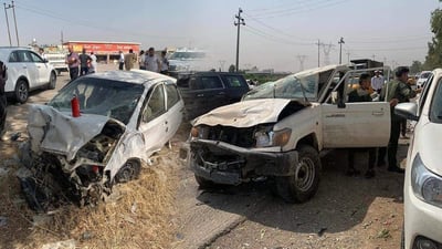 Traffic incident involving four cars in Kirkuk injures nine