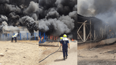 لە بەردەڕەش ئاگر لە کۆگایەکی کەلوپەلی کارەبایی کەوتەوە