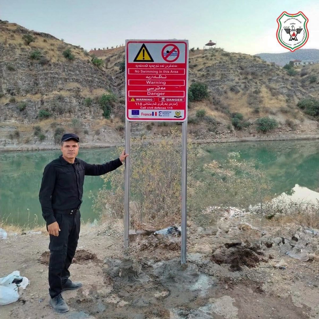 تابلۆ و نوسراوی هۆشیاری بۆ دوور بوون لە خنکان لەسەر رووبارەکان دانران