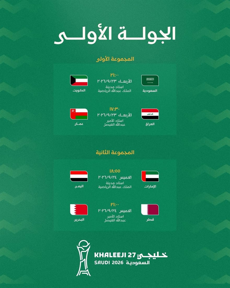 جدول مباريات العراق في خليجي 27: البداية بعُمان والختام بقمة السعودية