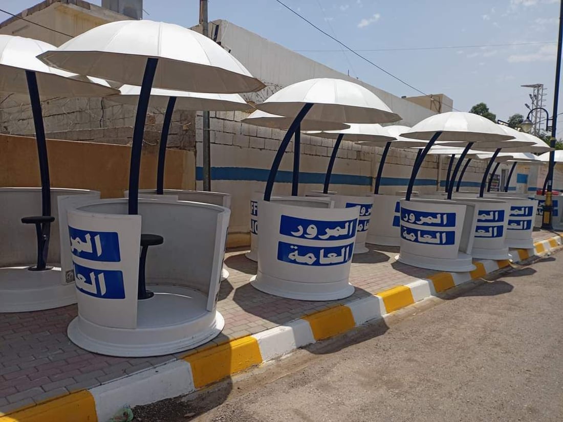 چەتری پاراستن لە تیشیکی خۆر بۆ کارمەندانی هاتوچۆی خورماتوو دابینکرا