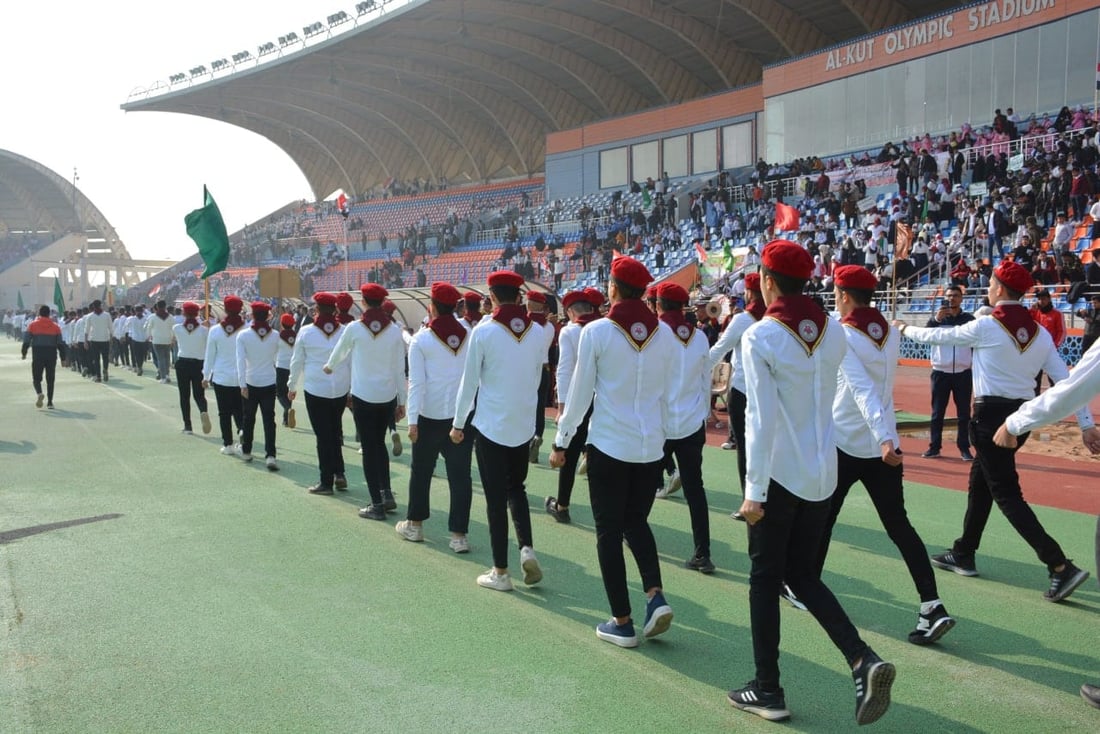 صور: استعراض كشافة واسط في ملعب الكوت