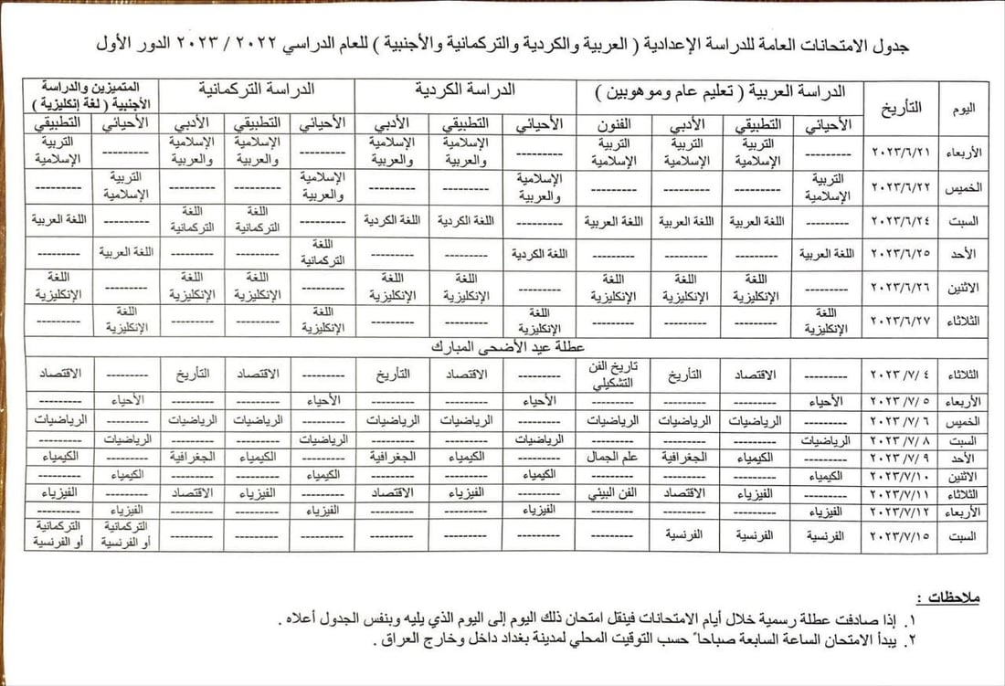 التربية تُعلن مواعيد الامتحانات النهائية الوزارية للصفوف المنتهية