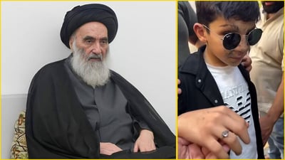 السيستاني يستقبل مصابين بتفجيرات “البيجر” ويهدي خاتماً لطفل لبناني (فيديو)