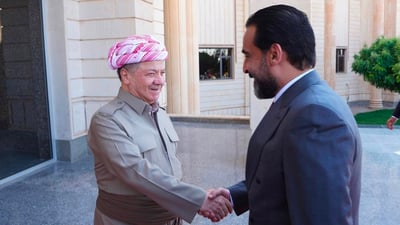 مسعود البارزاني يستقبل محمد الحلبوسي ويبحث معه التعاون والتنسيق المشترك