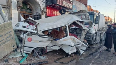 Four dead in Baghdad collision as cement mixer crashes into parked minibus