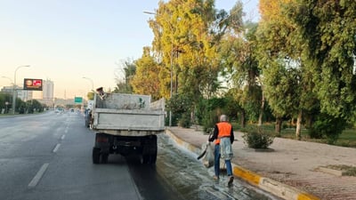 بەیانیی ئەمڕۆ شەقامی 60 مەتریی هەولێر بەتەواوی شۆردرا