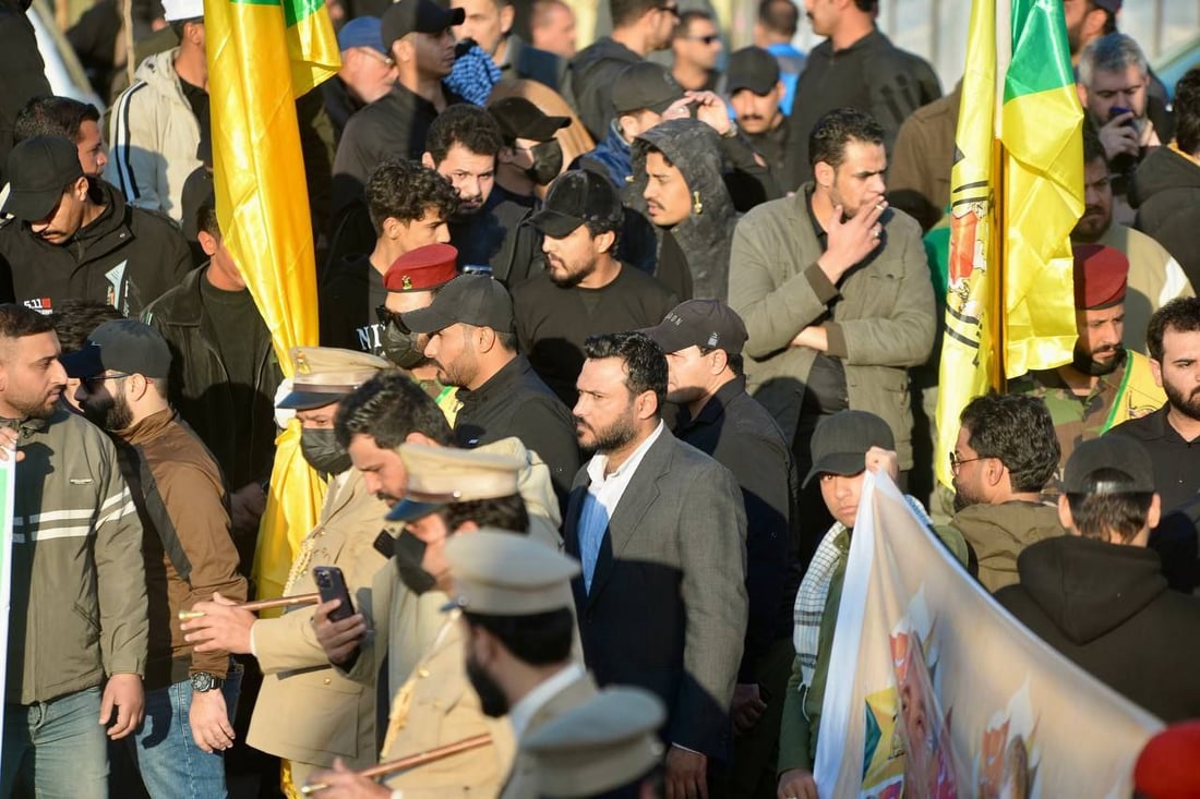 صور: الحشد يشيع “القائد أبو باقر” من أمام مديرية الإعلام