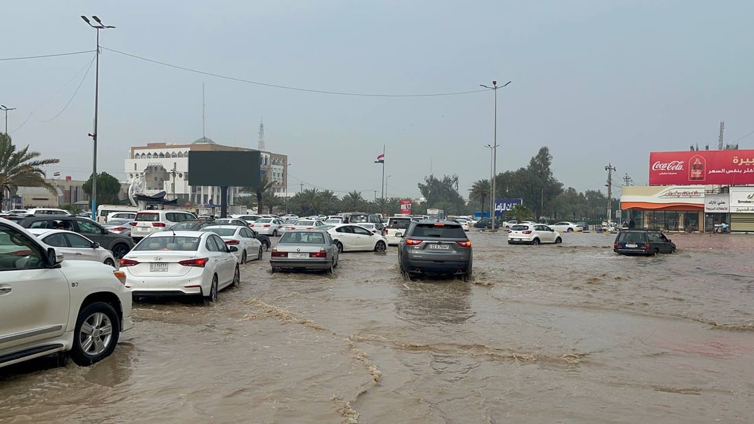 فيديو: “حالوب” كثيف يرشق النجف والأمطار الغزيرة استمرت 4 ساعات