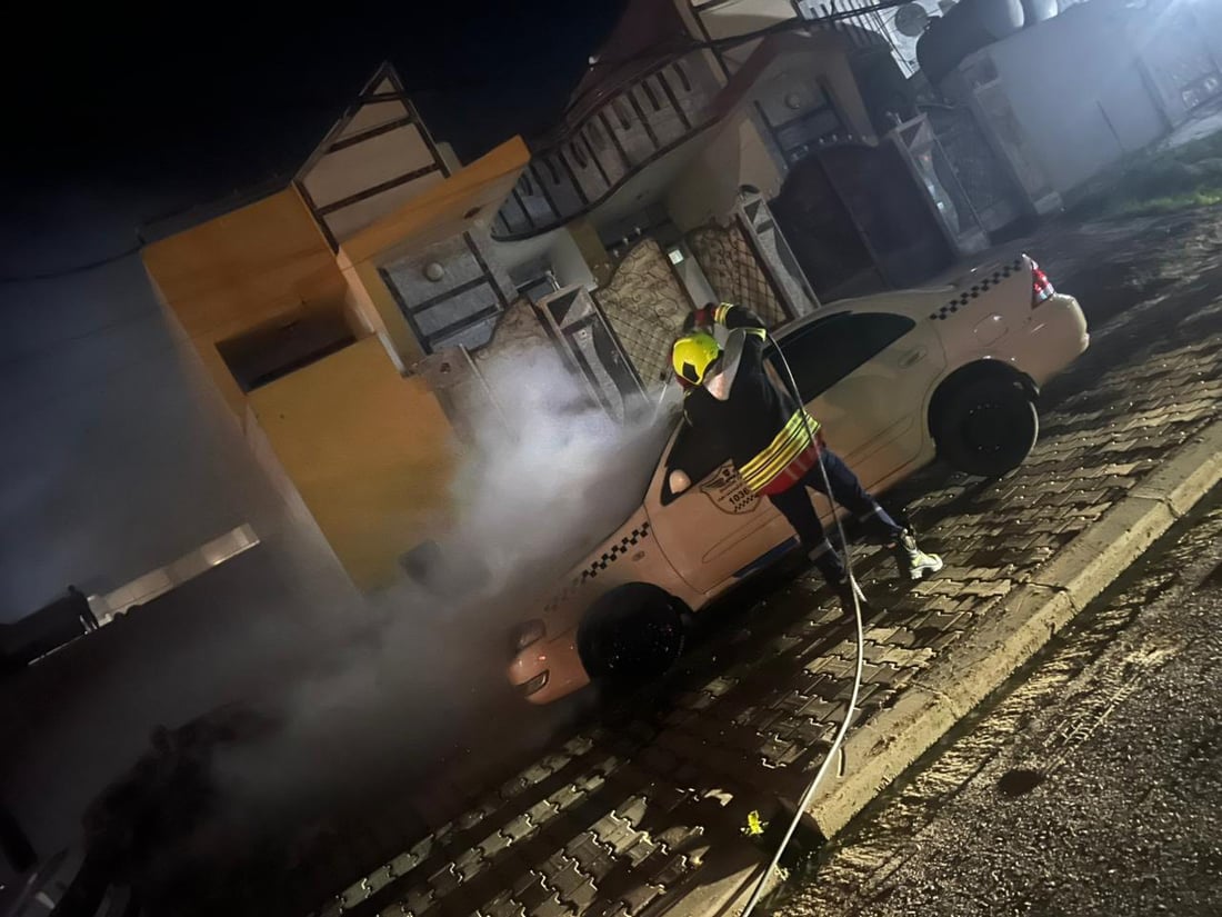 ئاگر هەناوی تاکسییەکی سووتاند