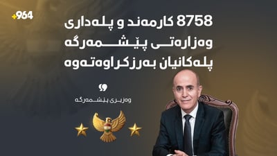 “8758  کارمەند و پلەداری وەزارەتی پێشمەرگە پلەکانیان بەرزکراوەتەوە”