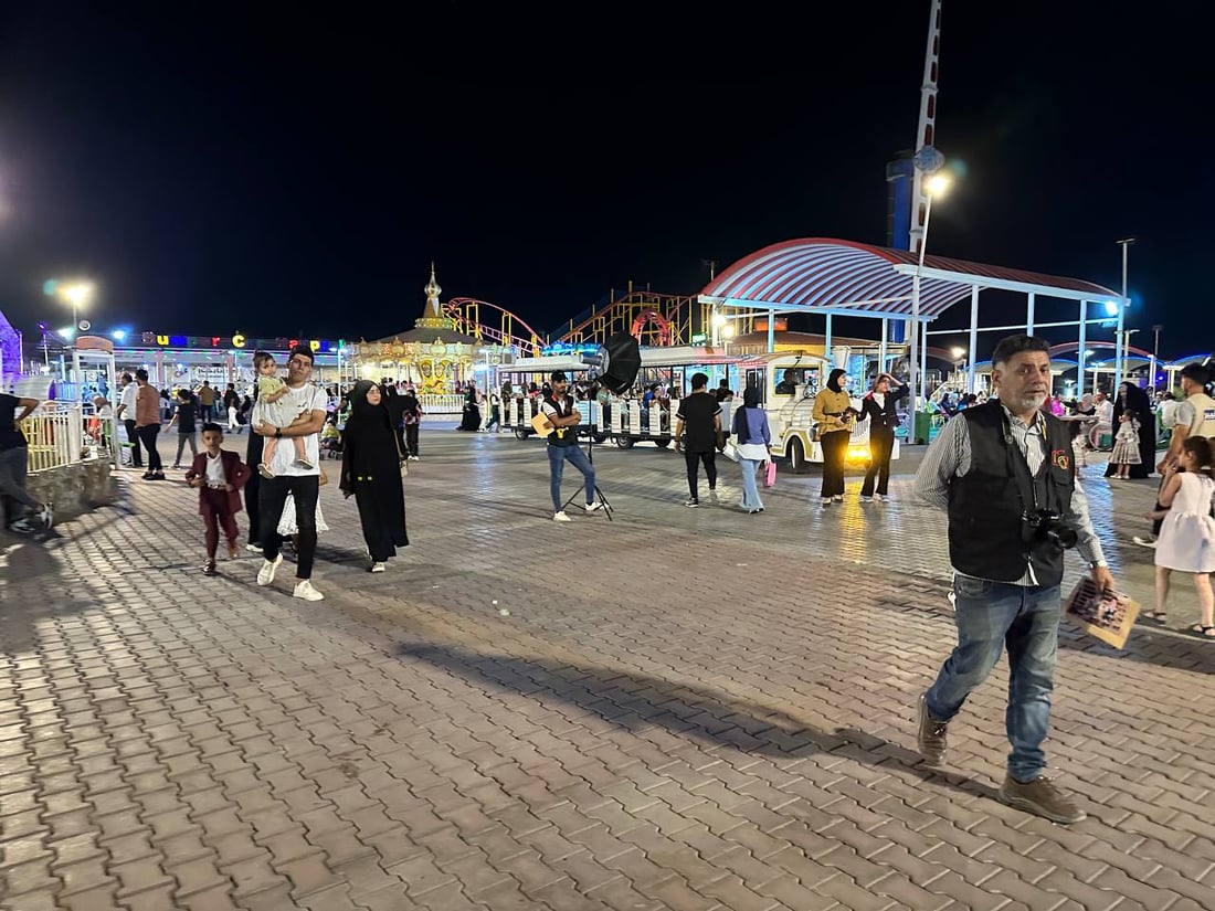 عيد البصرة.. عوائل كويتية تشارك العراقيين السمر حتى منتصف الليل في “هابي لاند” (صور)