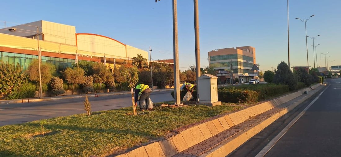 شەقامی بازنەیی 100 مەتری پایتەخت شۆردرا و پوخت و خاوێن کرایەوە