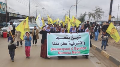 تظاهرة داعمة لحلب في سنجار.. “شيخ مقصود والأشرفية كرامتنا”