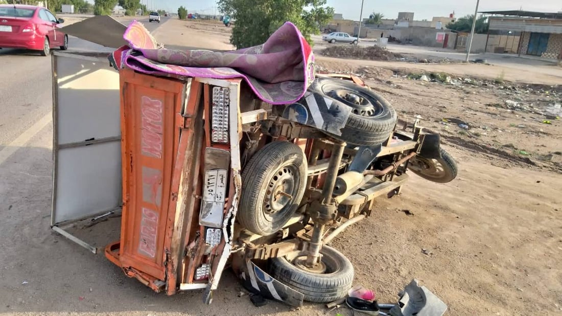 البصرة: مشادة بين هيونداي وسبورتج قلبت الستوتة وقتلت السائق واثنين من أبنائه (صور)