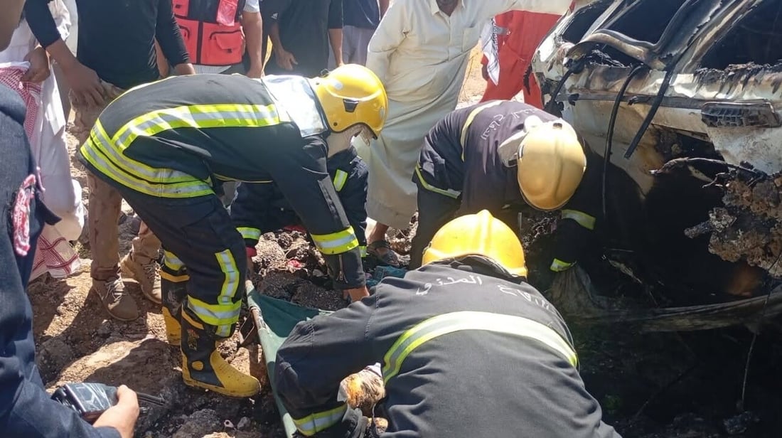 انتشال 5 جثث بعد انقلاب سيارة واحتراقها على طريق الديوانية – ذي قار