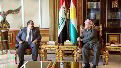 البارزاني يستقبل مثنى السامرائي في أربيل: تأكيد على الشراكة والدستور