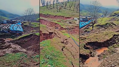 Heavy rain in Penjwen triggers landslide and bridge collapse