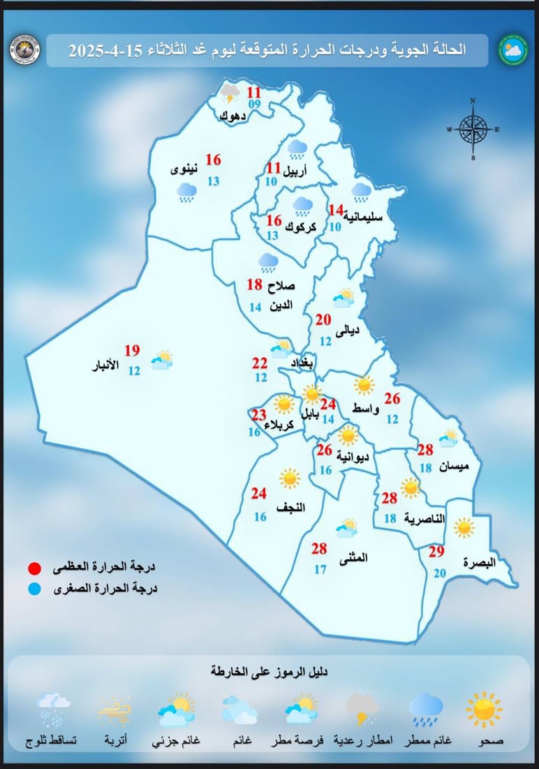أجواء غائمة جزئياً مع فرص لأمطار رعدية شمالاً.. توقعات طقس الأيام المقبلة
