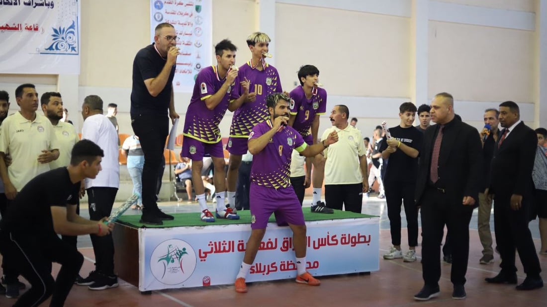 الشرطة يتوّج بكأس العراق لتنس كرة القدم بفوزه على الصناعات الكهربائية (صور)