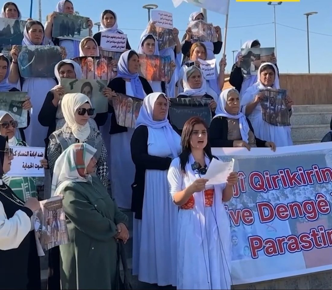 Yazidi women protest on anniversary of ISIS atrocity