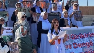 Yazidi women protest on anniversary of ISIS atrocity