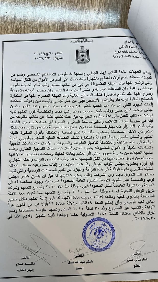 وثائق: تفاصيل الحكم على طلال الزوبعي.. غرامة 28 مليون دولار وتجميد أموال العائلة