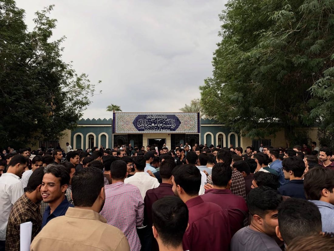 طلبة جامعة بابل يرفضون دفع 66 ألفاً لتطبيق HEPIQ: “التعليم حق مو تجارة”