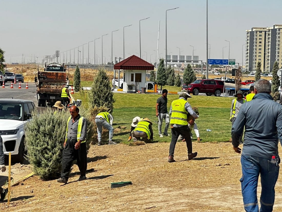 3000 مەتر لەبەردەم هاتوچۆی هەولێر سەوز کرا