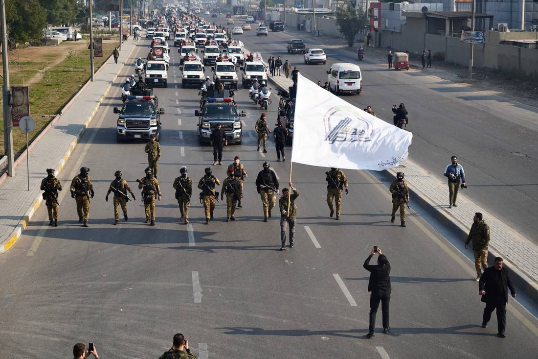صور: الحشد يستذكر قصف معسكراته في القائم بتشييع رمزي