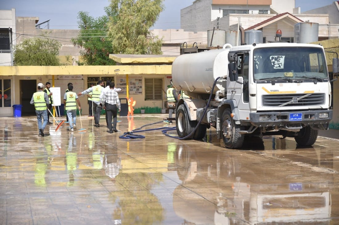 هەڵمەتی خاوێنکردنەوە و شوشتنی قوتابخانەکانی هەولێر بەردەوامە