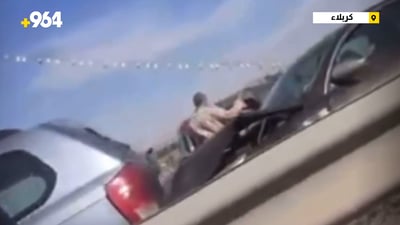 فيديو: طابور من السيارات المتصادمة على مجسر سيف سعد في كربلاء