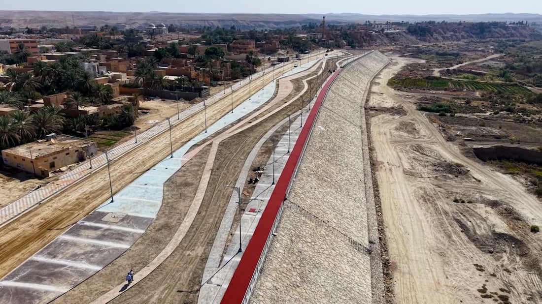 تصوير جوي من ضفة الفرات بالمشهد الجديد.. كورنيش ساحر وأشجار الصنوبر ستعلو