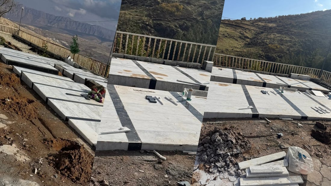 گۆڕستانێکی مەسیحییەکانی شەقڵاوە شێوێندراوە و ناوی سەر کێل و خاچەکانیان شکاندوون