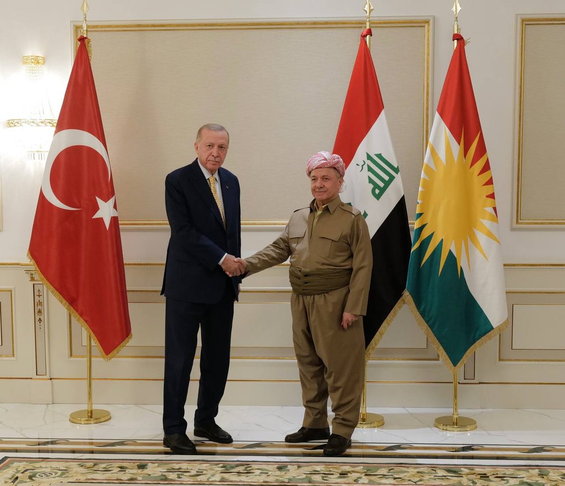 صور من استقبال مسعود بارزاني للرئيس التركي رجب طيب أردوغان