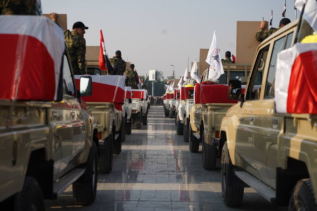 صور: الحشد يستذكر قصف معسكراته في القائم بتشييع رمزي
