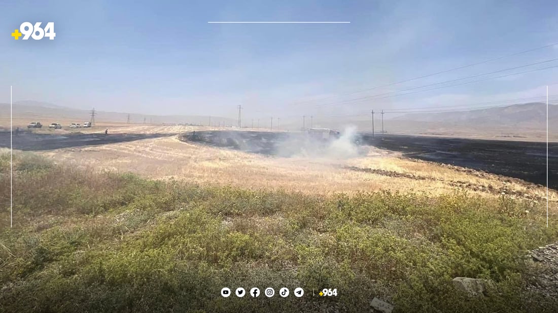 10 دۆنم گەنمی جوتیارێکی گەرمیان سووتا