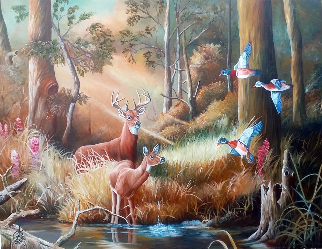 “بالدشداشة والعقال”.. ستيني بموهبة فطرية يُجسّد طبيعة الريف بلوحات عالمية