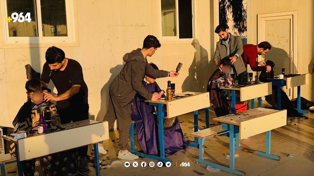 چەند گەنجێک بەخۆڕایی قژی منداڵی خێزانە کەمدەرامەتەکان چاک دەکەن