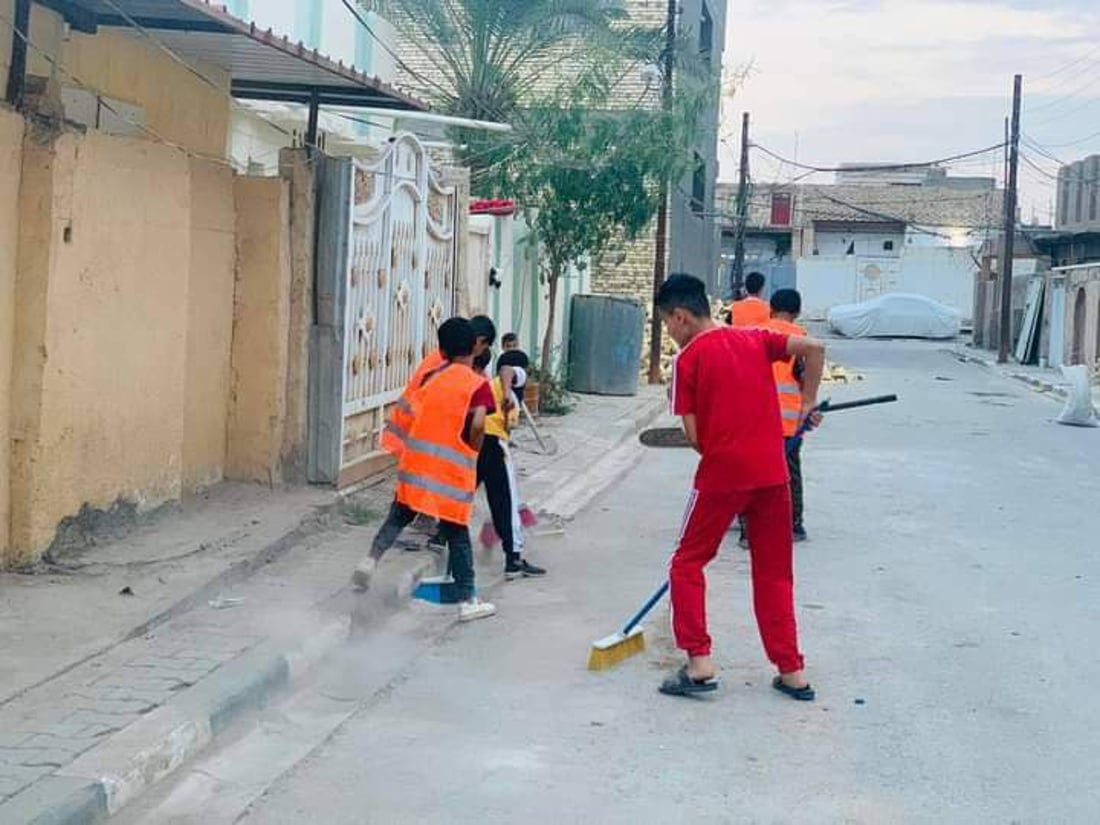 المشخاب: شبان يبادرون بحملة لتنظيف “حي الصدر” تستمر حتى المساء (صور)