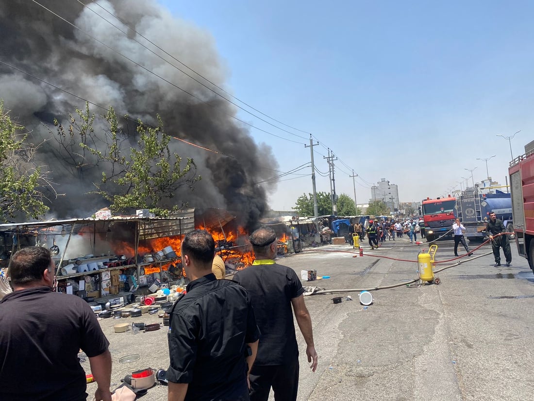 هەولێر.. بازاڕی لەنگە ئاگری گرت