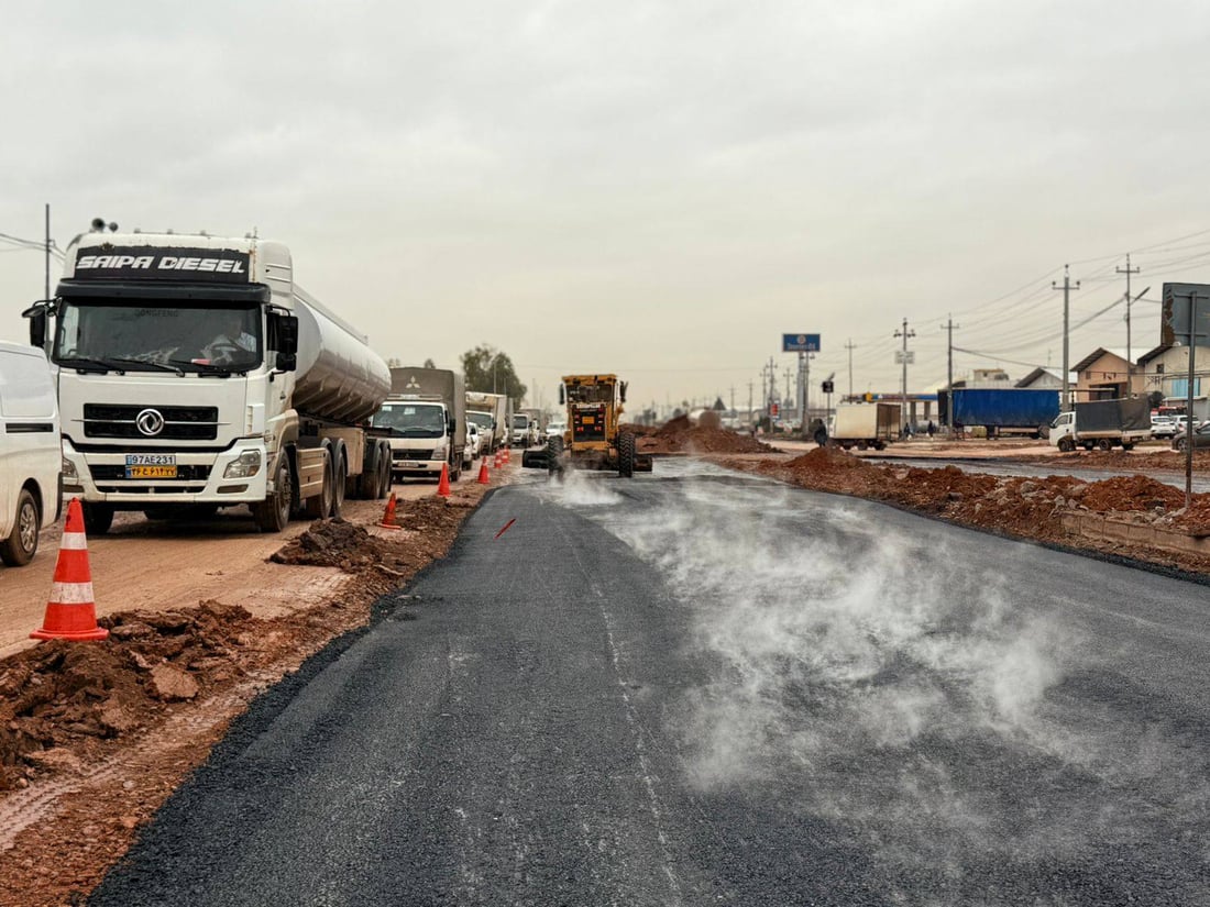 باران بارین قیڕتاوکردنەکەی رێگای هەولێری بۆ گوێڕ وەستاندووە