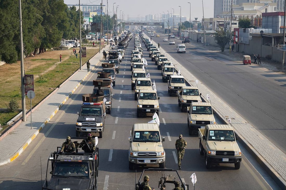 صور: الحشد يستذكر قصف معسكراته في القائم بتشييع رمزي