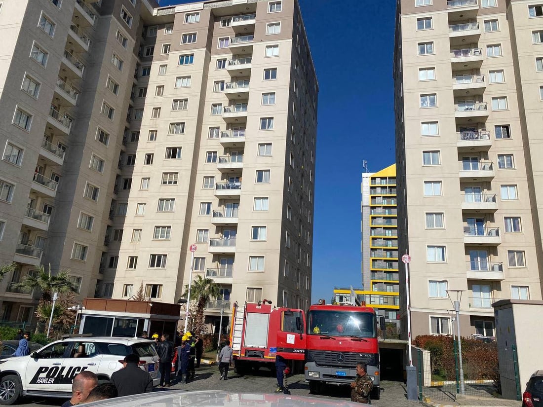 ماڵێک لە باڵەخانەیەکی هەولێر بەتەواوی سووتا