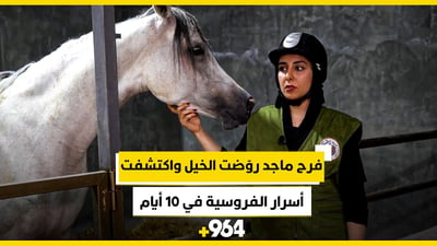 فرح ماجد روّضت الخيل واكتشفت أسرار الفروسية في 10 أيام.. فيديو من أسطبل الزبير