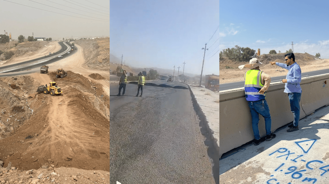 لە بەردەم بەنزینخانەكەی بەنداوی دێوانە لە دەربەندیخان تاسە دروستكراوە و لادانی کاتی هەیە