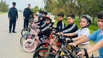 صور: ماراثون دراجات للأطفال في السليمانية بإشراف شرطة المرور